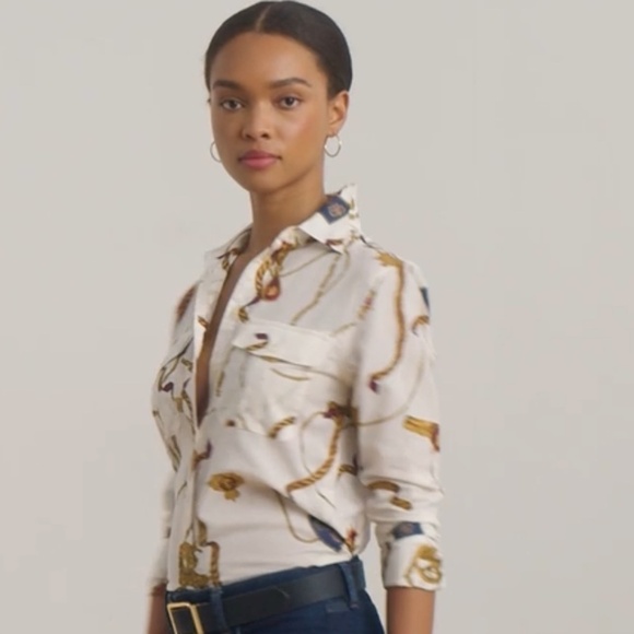 NWT RALPH LAUREN Classic Fit Print Cotton Voile Shirt Size US XXL - Picture 3 of 5